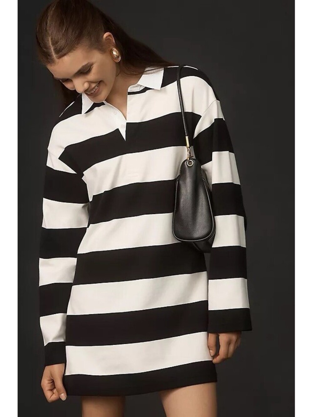 Anthropologie Dolan Rugby Mini Dress Black And White Size Large